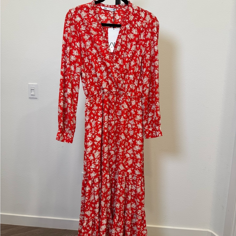 NWT Floral Red Midi Dress